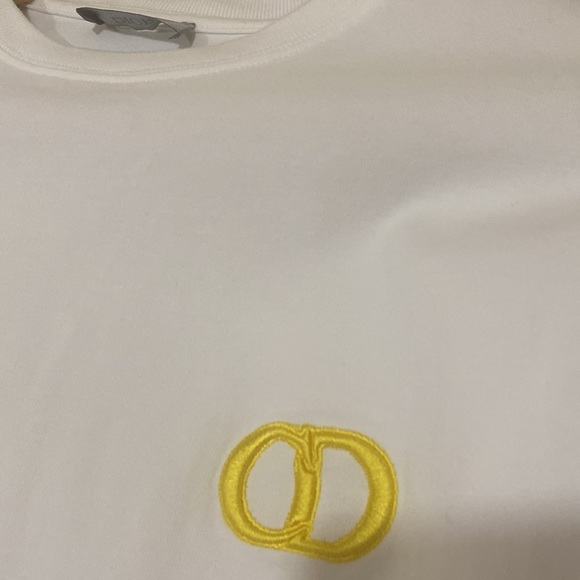 Authentic Dior white t shirt with yellow embroidery CD icon logo - Picture 8 of 9